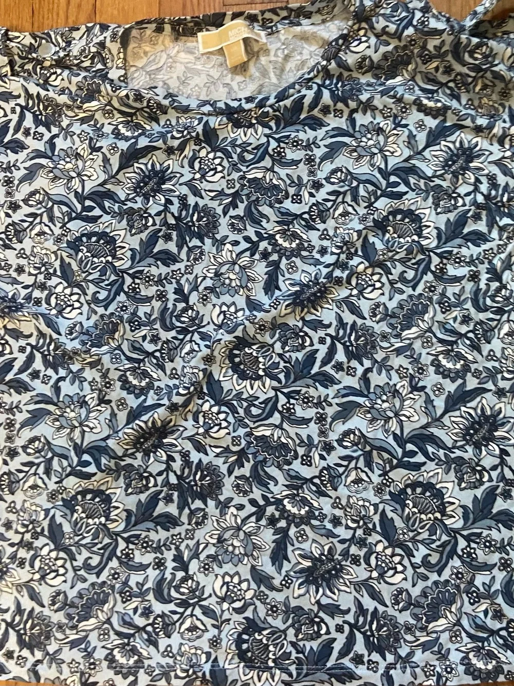 Michael Kors Light Blue Floral Short Sleeve Tee - Picture 1 of 1